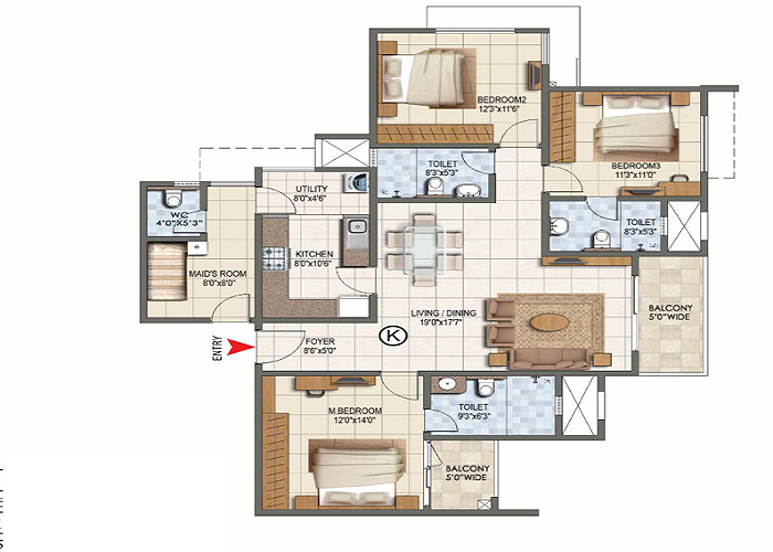 Total Environment  Financial District 1 BHK Floor Plan